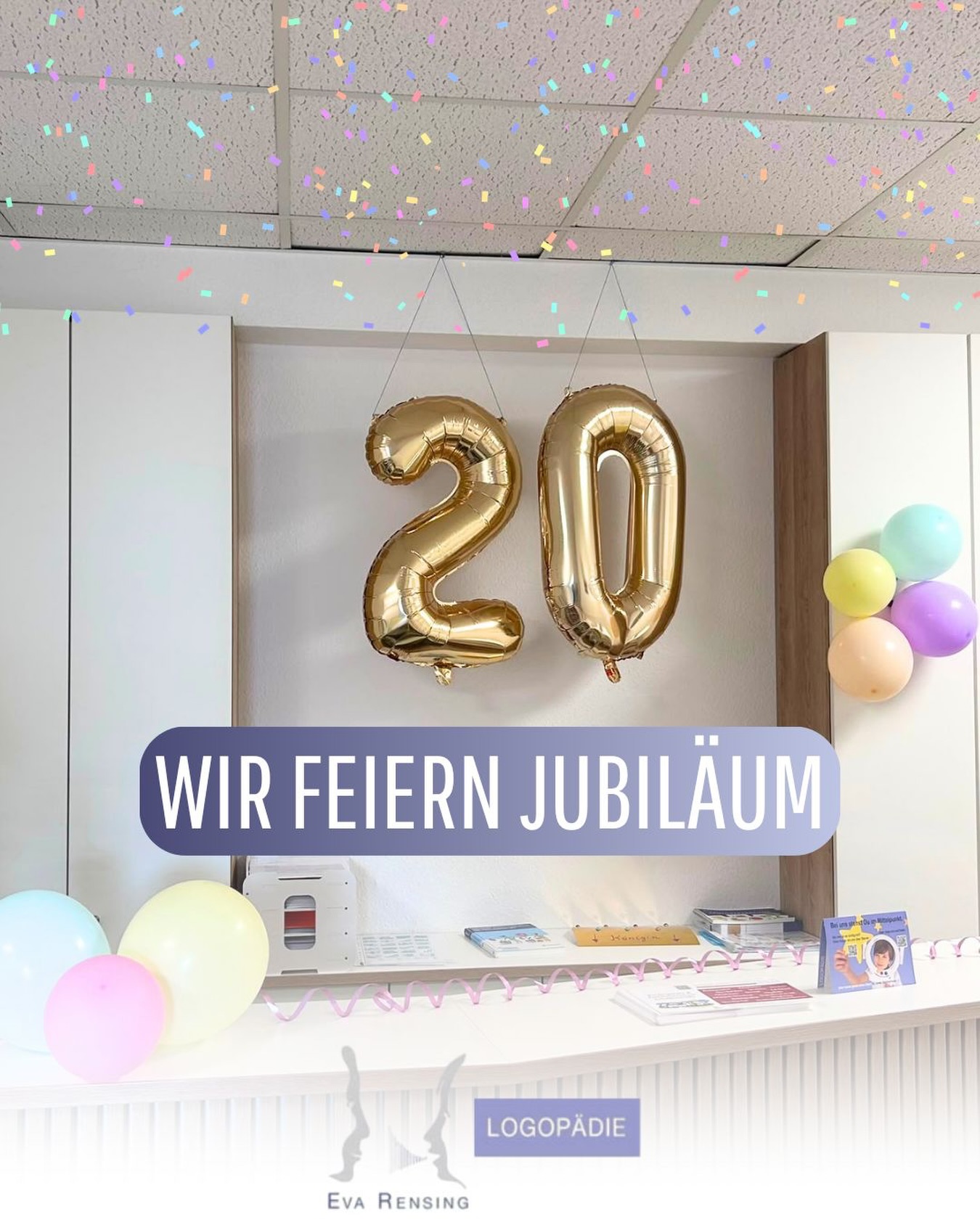 Heute ist ein ganz besonderer Tag für uns: Die Logopädiepraxis Eva Rensing feiert ihr 20-jähriges Jubiläum 💜✨

Seit 20 Jahren dürfen wir Menschen auf ihrem Weg begleiten, Fortschritte miterleben, Mut schenken und gemeinsam an kleinen und großen Zielen arbeiten. Für dieses Vertrauen sind wir jeden Tag aufs Neue dankbar.

Natürlich wurde dieser besondere Anlass heute auch in der Praxis gefeiert - mit viel Liebe zum Detail, einer festlich geschmückten Praxis und einem Team, das sich über diesen Meilenstein von Herzen freut 🫂

20 Jahre bedeuten viele Begegnungen, unzählige Geschichten und ganz viele Momente, die uns gezeigt haben, warum wir unseren Beruf so lieben 💭

Und das Beste: Das Jubiläumsjahr hält noch eine Überraschung für euch bereit. 🍂✨

Im Herbst wird euch noch etwas ganz Besonderes zum Jubiläum erwarten. Mehr verraten wir heute noch nicht - aber eines können wir schon sagen: Es lohnt sich, gespannt zu bleiben.

Danke an alle Patientinnen und Patienten, Familien, Kooperationspartner und Wegbegleiter, die Teil dieser 20-jährigen Reise sind und waren. 💜